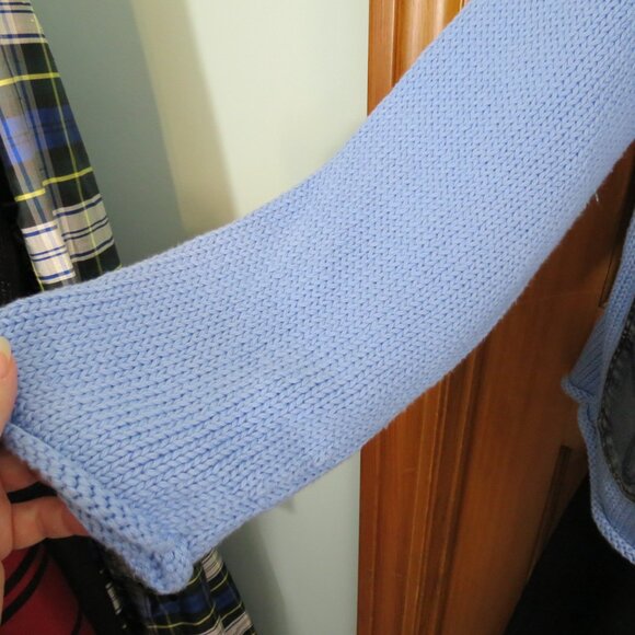 Shannon Passero Blue Marion Pullover Sweater 100% Cotton Denim Pocket Large - Picture 7 of 13